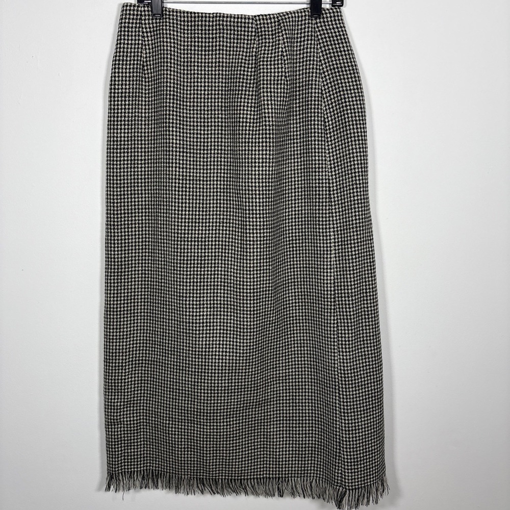Harve Benard Skirt Long 12 Wool Houndstooth Straight Old‎ Money Academia Vintage